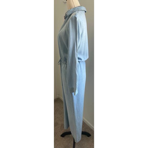 CLOTH & STONE Chambray Button Down Long Sleeve Belted Jumpsuit Sz Small - Picture 3 of 10